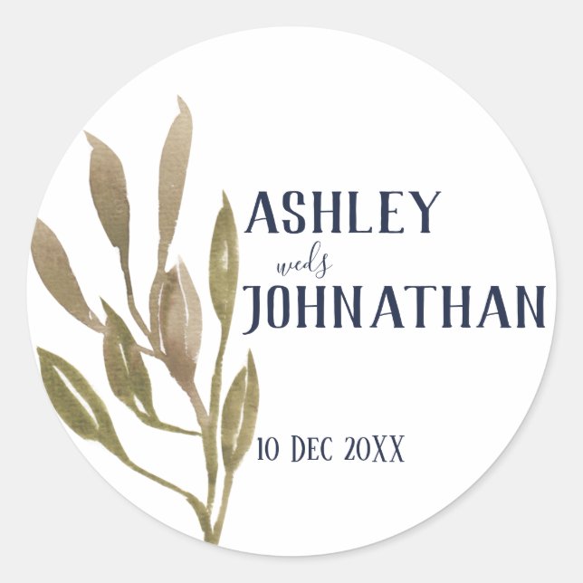 Sticker Rond Mariage de feuilles dorées (Devant)