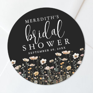 Sticker Rond Mariage de Fleur Sauvage Noire