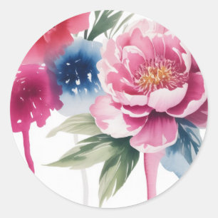 Sticker Rond Mariage de fleurs brillantes
