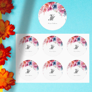 Sticker Rond Mariage de fleurs brillantes