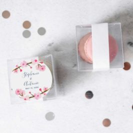 Sticker Rond Mariage de fleurs de cerisier rose vif