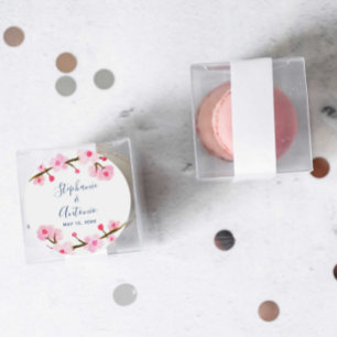 Sticker Rond Mariage de fleurs de cerisier rose vif