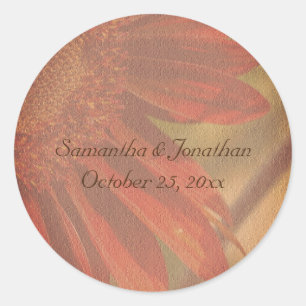 Sticker Rond Mariage de fleurs de tournesol orange personnalisé
