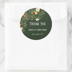 Sticker Rond Mariage de fleurs vertes
