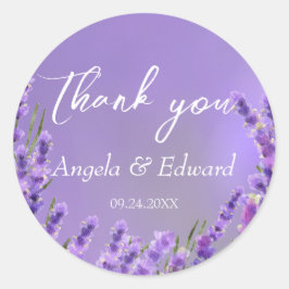 Sticker Rond Mariage de fleurs violettes de lavande