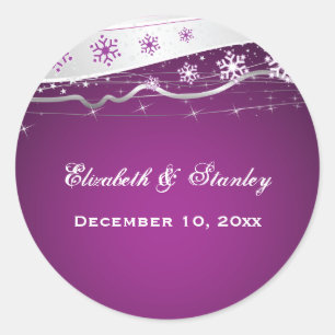 Sticker Rond Mariage de flocon blanc gris argenté Enregistrer l