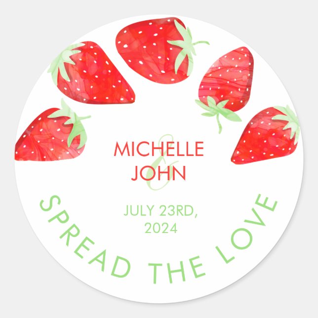 Sticker Rond Mariage de fraise mignonne Étaler l'amour (Devant)