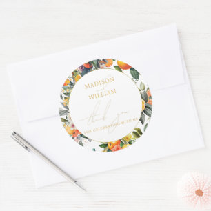 Sticker Rond Mariage de fruits orange Merci personnalisé