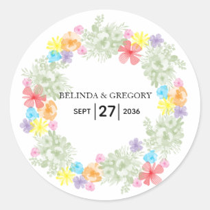 Sticker Rond Mariage de germe floral rustique