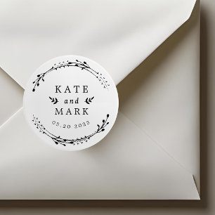 Sticker Rond Mariage de germe rustique Enregistrer la date