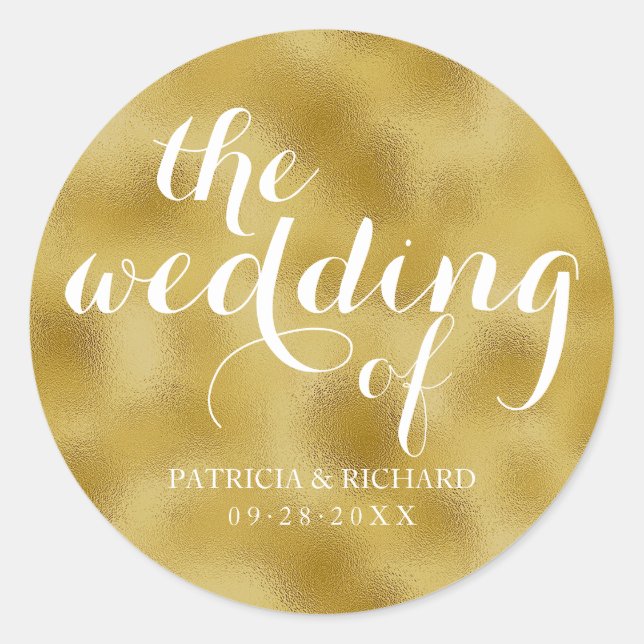 Sticker Rond Mariage De Gold Foil Mariage Classic Round Sti (Devant)