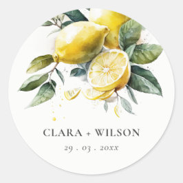 Sticker Rond Mariage de jardin bohème rustique aquarelle jaune 