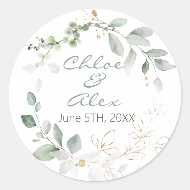 Sticker Rond Mariage de jardin d'aquarelle (Devant)
