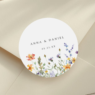 Sticker Rond Mariage de jardin de fleurs sauvages d'été