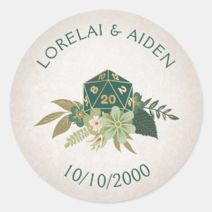 Sticker Rond Mariage de jeu de dés RPG