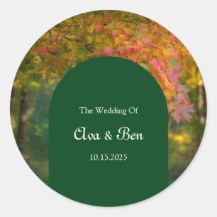 Sticker Rond Mariage de jour d'automne coloré