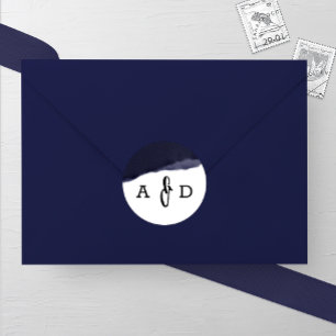 Sticker Rond Mariage de la brosse à l'aquarelle de la marine