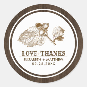 Sticker Rond Mariage de la ferme en bois de la noisette