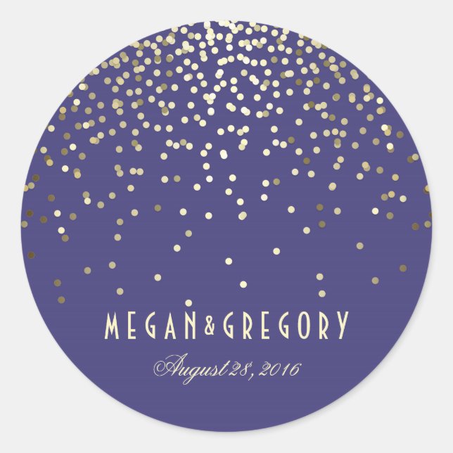 Sticker Rond Mariage de la Marine Gold Confetti (Devant)
