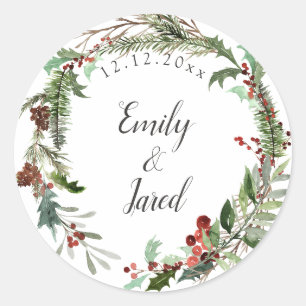 Sticker Rond Mariage de la saison de Noël
