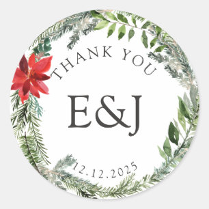 Sticker Rond Mariage de la saison de Noël en variante