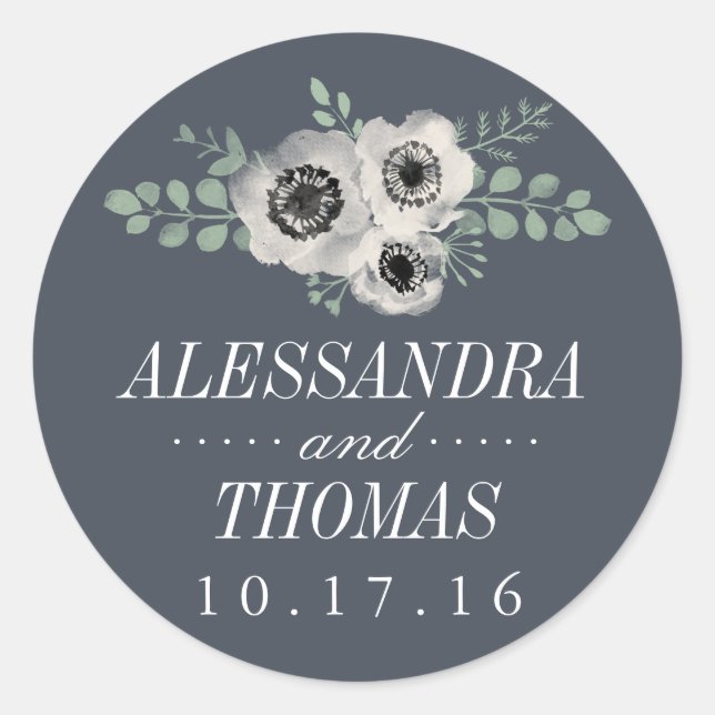 Sticker Rond Mariage de l'anémone et de l'eucalyptus (Devant)