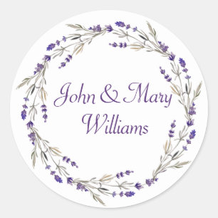 Sticker Rond Mariage de lavande en blanc