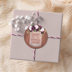 Sticker Rond Mariage de lumières de mât de fleur de prune rusti