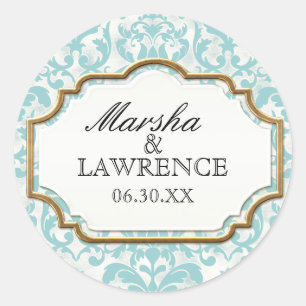 Sticker Rond Mariage de lunettes dorées vieilles et démontées