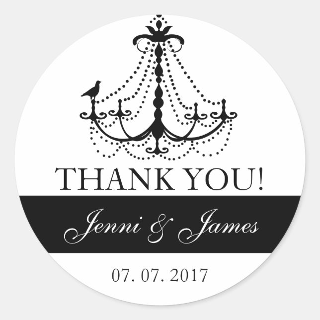 Sticker Rond Mariage de lustre mignon Favoriser Merci (Devant)