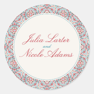 Sticker Rond Mariage de Luxe Métallisé Pailleté Géométrique