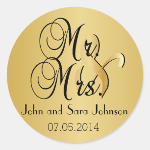 Sticker Rond Mariage de M. & Mme.   Personnaliser