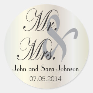 Sticker Rond Mariage de M. & Mme.   Personnaliser