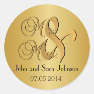 Sticker Rond Mariage de M. & Mme.   Personnaliser
