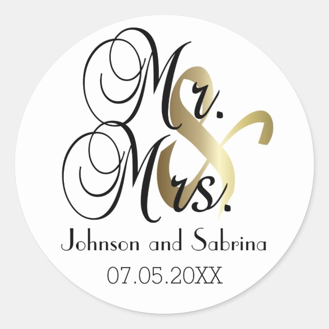 Sticker Rond Mariage de M. & Mme. | Personnaliser (Devant)