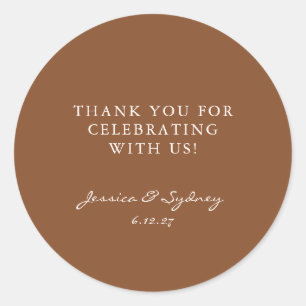 Sticker Rond Mariage de Merci Brown chaud personnalisé