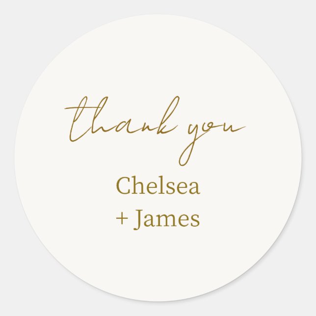 Sticker Rond Mariage de Merci de script simple chic (Devant)