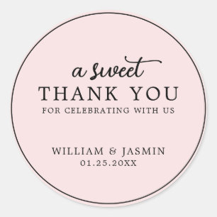 Sticker Rond Mariage de Merci doux rose pâle moderne