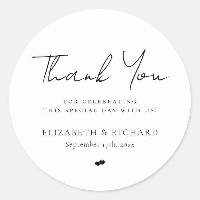 Sticker Rond Mariage de Merci noir blanc Whimsical (Devant)
