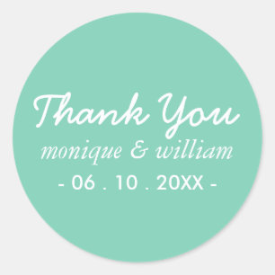 Sticker Rond Mariage de Merci Turquoise moderne