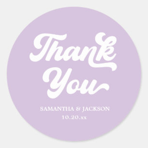 Sticker Rond Mariage de Merci violet clair