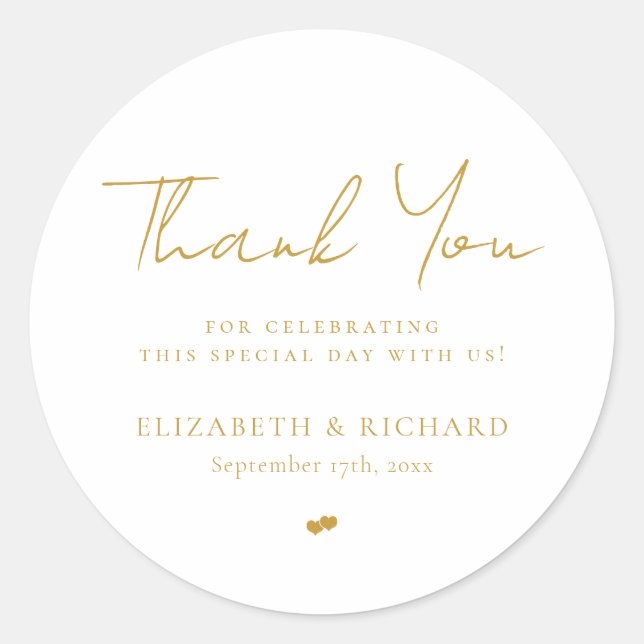 Sticker Rond Mariage de Merci Whimsical Gold White (Devant)