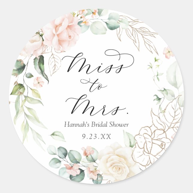 Sticker Rond Mariage de Mlle à Mme Shower (Devant)