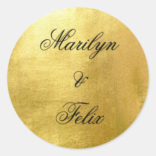Sticker Rond Mariage de monogramme en or métallisé