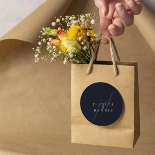 Sticker Rond Mariage de monogramme minimaliste moderne