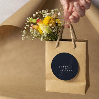 Sticker Rond Mariage de monogramme minimaliste moderne