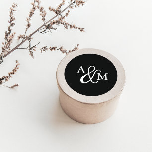 Sticker Rond Mariage de monogramme noir et blanc
