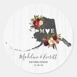 Sticker Rond Mariage de monogramme rustique de destination de l