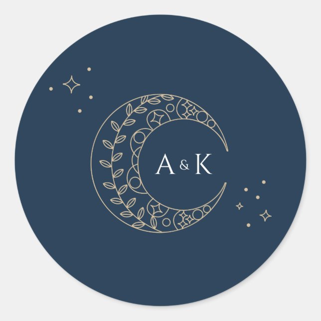 Sticker Rond Mariage de monogramme Stardust (Devant)