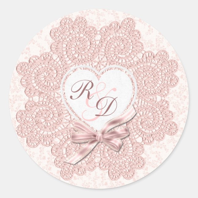 Sticker Rond Mariage de monographie de style victorien rose Sha (Devant)